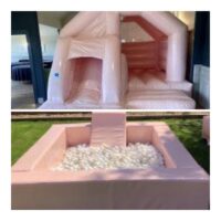 Pastel Peach Slide Bouncy Castle & Ball Pit