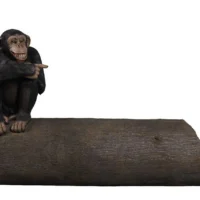 Chimp on Tree Trunk Seat