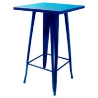 Tolix Style Bar Table - 60cm Square - Gloss Blue