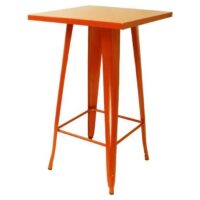 Tolix Style Bar Table - 60cm Square - Gloss Orange