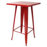 Tolix Style Bar Table - 60cm Square - Gloss Red