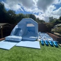 Pastel Blue Slide Bouncy Castle & Soft Play