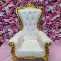 Kids Gold and White Throne Chair